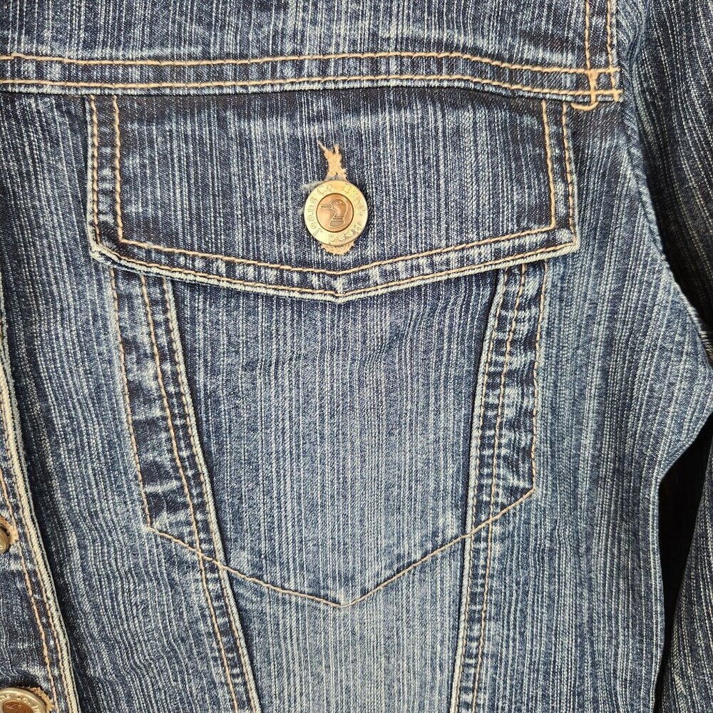 Duck Head Jeans Co. Stretch Medium Wash Denim Jacket Small, Button Down, 90s/Y2K - Picture 6 of 8